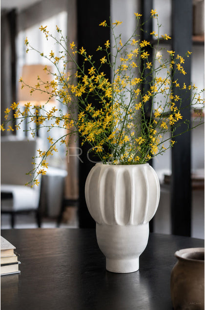 Handmade Ribbed Ceramic Vase Entryway - scene