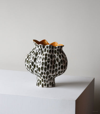 Polka Dot Textured Ceramic Vase - scene