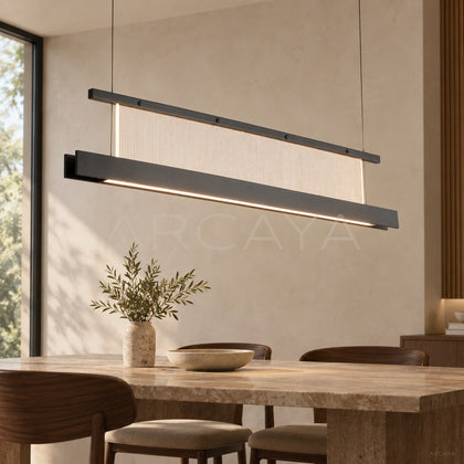 Linear Black Frame Ribbed Pendant Light 97077 - main