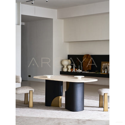 French Travertine Dining Table - scene