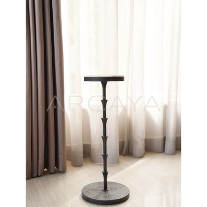 Hand Forged Bamboo Joint Marble Side Table - scene