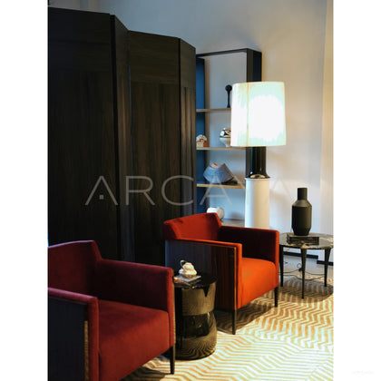 Wine Red Velvet Armchair - scene