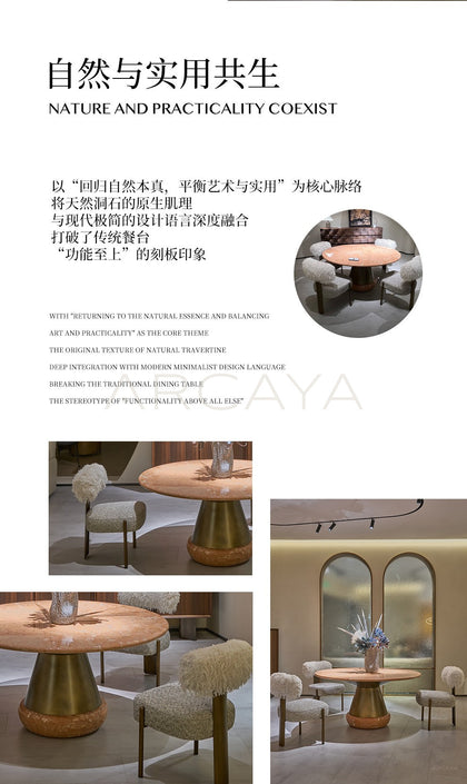 Orange Ice Jade Raw Stone Dining Table - scene