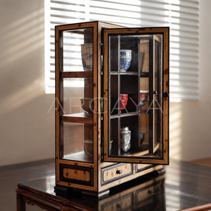 Glass Double Door Teacup Display Cabinet - main