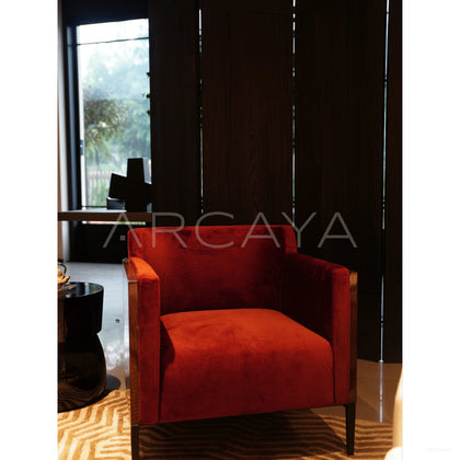 Wine Red Velvet Armchair - scene