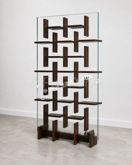 Glass Walnut Display Shelf - scene