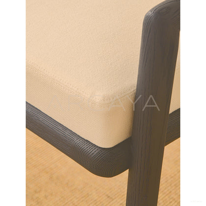 Old Money Oak Dining Chair Woven Leather Arms - scene