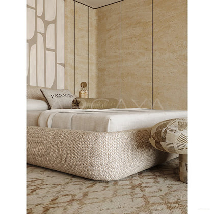 Curved Embrace Fabric Bed - scene