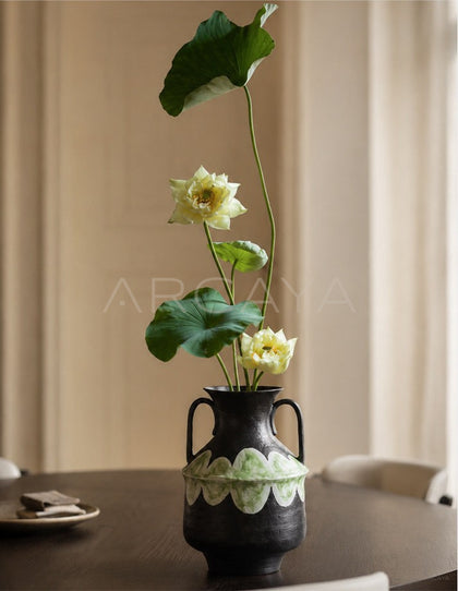 Dadan Hand Painted Double Ear Vase Dining - scene