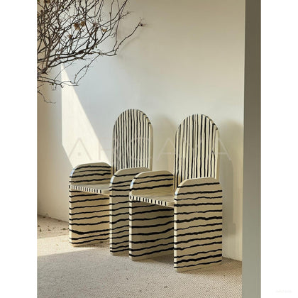 Hand Painted Zebra Pattern Wood Chair - scene