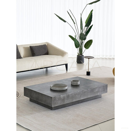 Mid Century Wabi Sabi Concrete Coffee Table - scene