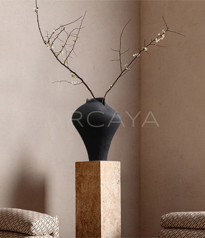 Black Jingdezhen Large Ceramic Jar Vase - scene