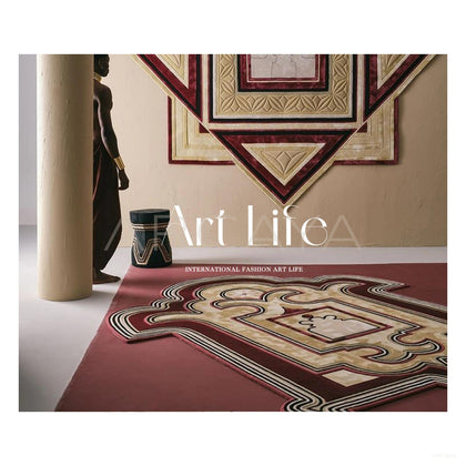 Red Beige Classic Rug Detail Dsm P049 Floor - scene