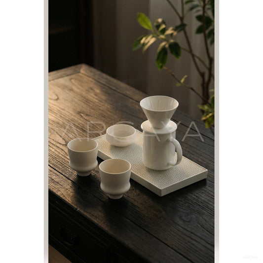Sunxun Collab White Porcelain Pour Over Coffee Dripper - scene