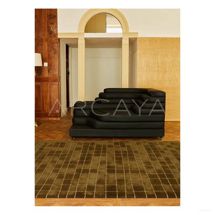 Olive Fine Check Rug Dsm P004 C03 - scene