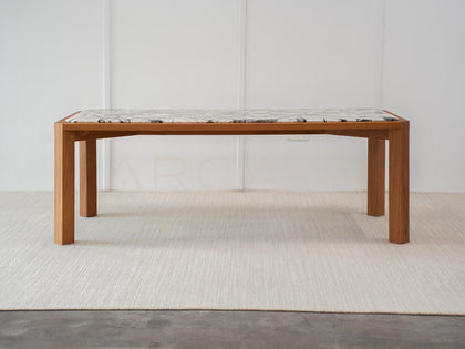 Burmese Teak Stone Table - scene