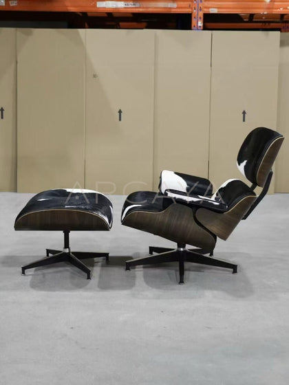 Black Leather Mid Century Lounge Chair - scene