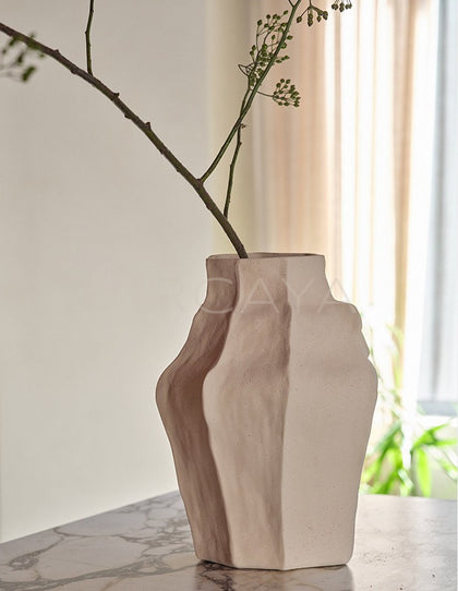 Irregular Sand Texture Wabi Sabi Art Vase - scene