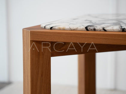 Burmese Teak Stone Table - detail
