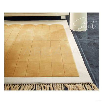 Light Yellow Stripe Fringe Rug Dsm P030 F - scene