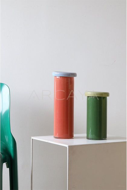 Mid Century French Glass Vase - scene