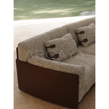 Italian Leather Fabric Minimalist Sofa - scene