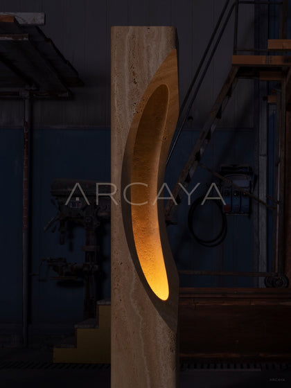 Cor Roman Travertine Illuminated Totem Sculpture - scene