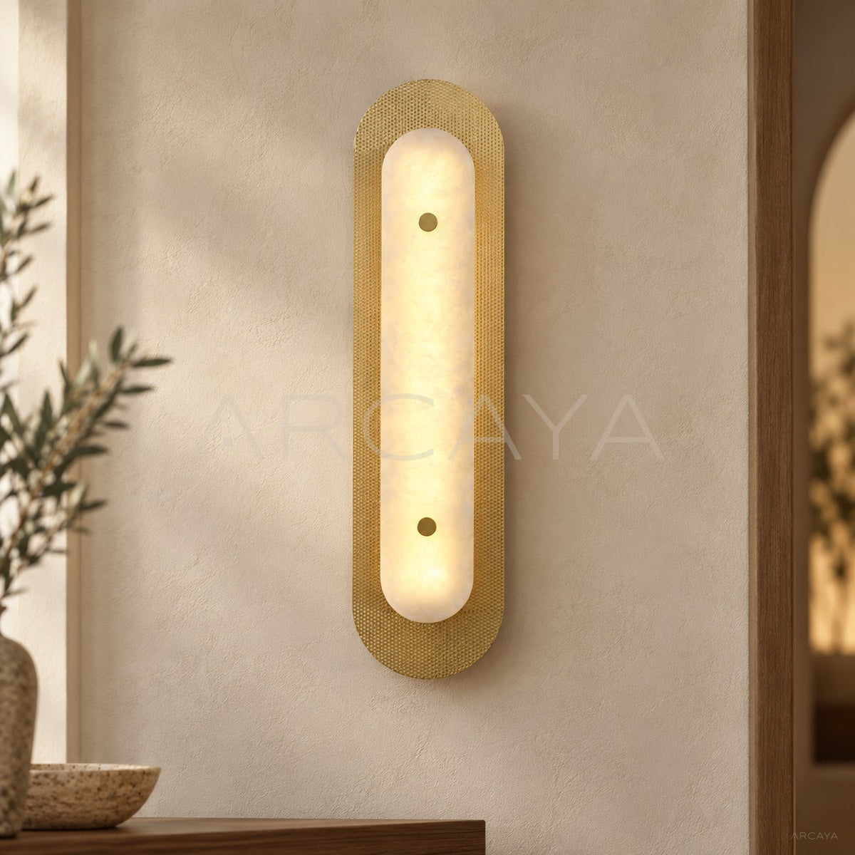 Gold Mesh Alabaster Wall Light 21850 - main