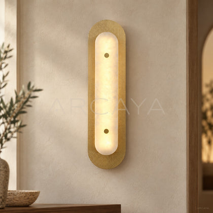 Gold Mesh Alabaster Wall Light 21850 - main