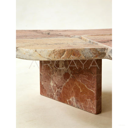Aston Italian Bohemian Red Marble Coffee Table - scene