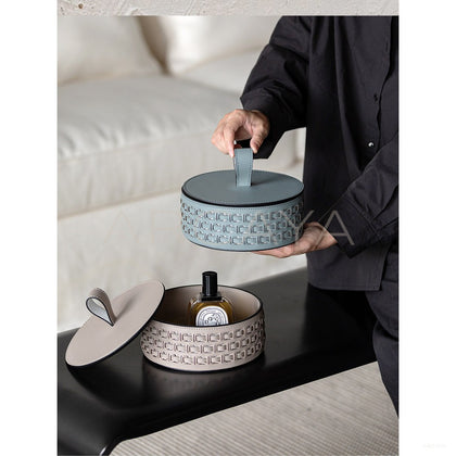 Hollow Leather Lidded Jewelry Box - scene