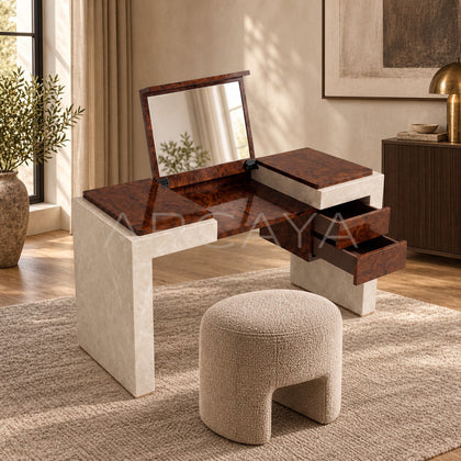 Italian Burl Wood Marble Flip Top Vanity - scene