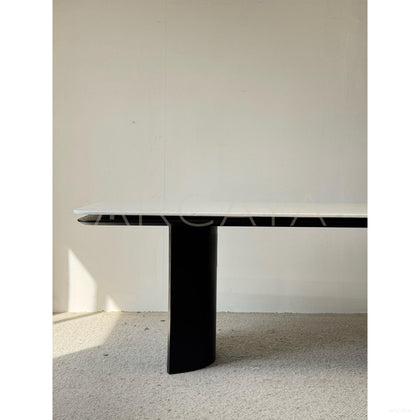 Minimalist Long Marble Dining Table - scene