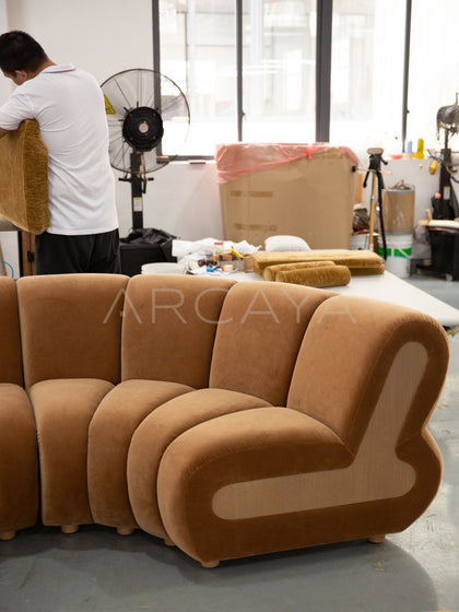 French Naturalist Curved Sofa - scene