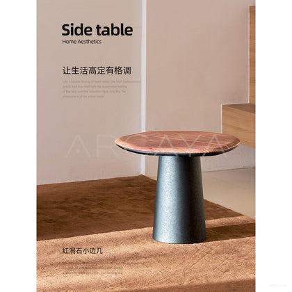 Red Travertine Side Table - scene