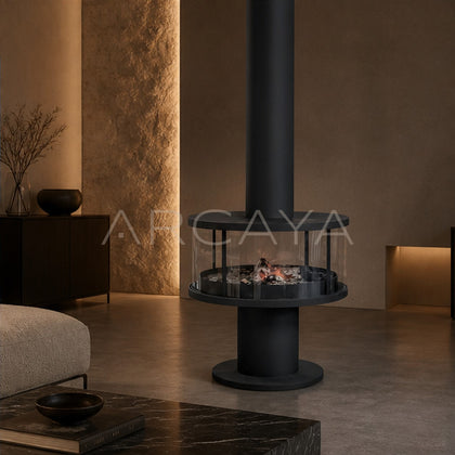 Leslie Hanging Fireplace - scene