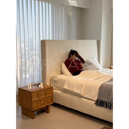 High Headboard Fabric Bed - scene