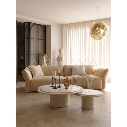 Marble Travertine Nesting Coffee Table - scene