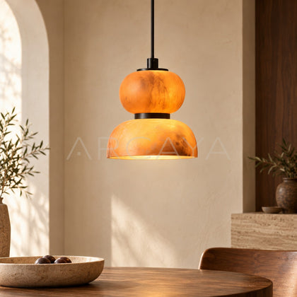 Amber Layered Glass Dome Bell Pendant Light 97305 - main
