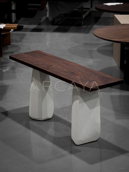 Black Walnut Microcement Base Long Table - scene