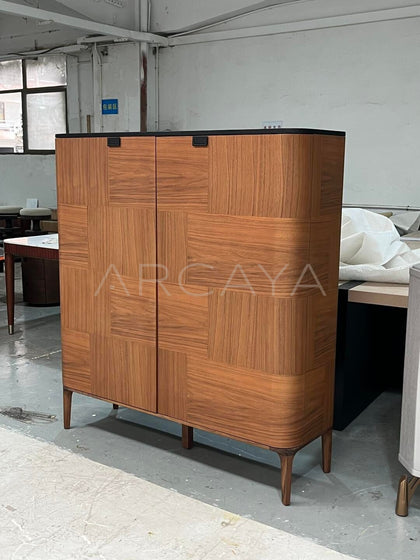 Solid Wood Marble Vintage Storage Cabinet - scene
