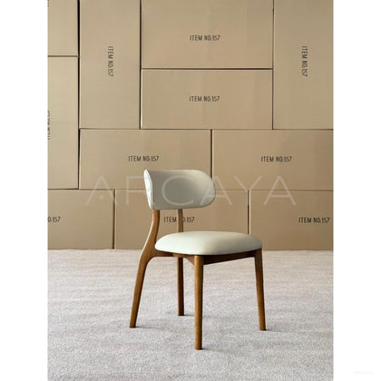 Ash Wood Top Grain Leather Dining Chair - scene