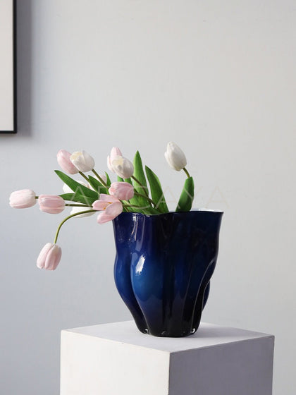 Tulip Glass Vase Wide Mouth - scene