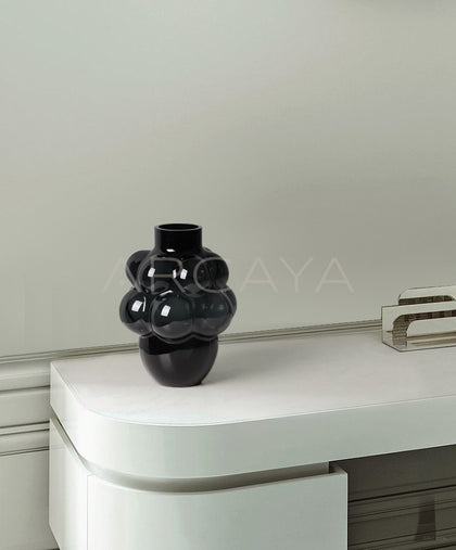Black French Glass Vase - scene