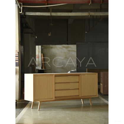 Vintage Minimalist Black Gloss Sideboard - scene