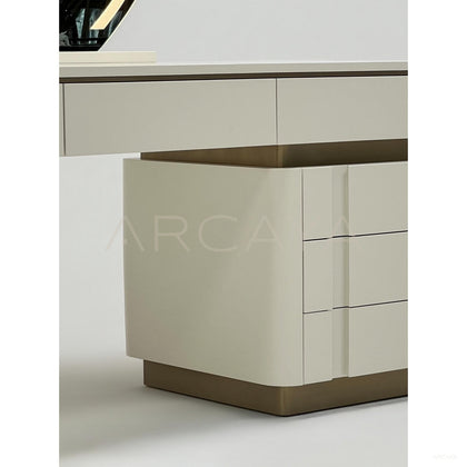 Cream Lighted Vanity Table - scene