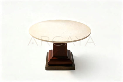 Cream Travertine Round Table - scene