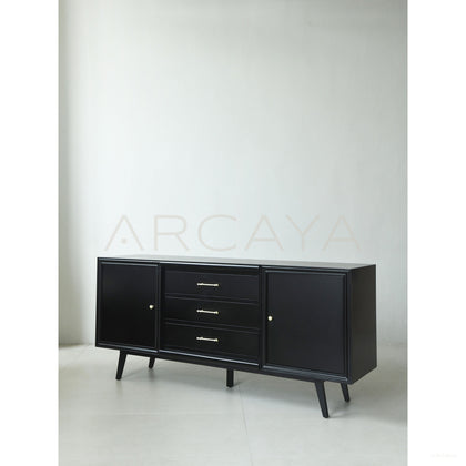 Vintage Minimalist Black Gloss Sideboard - scene