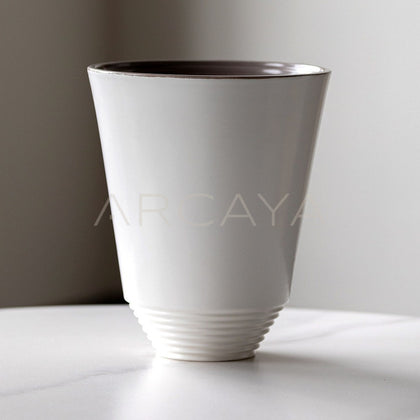 Matte White Swirl Cone Ceramic Vase - main