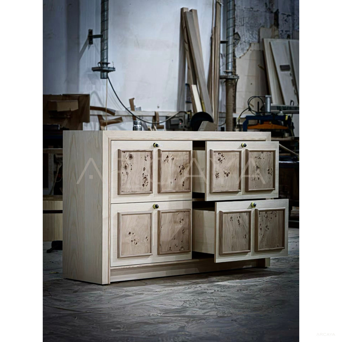 Mid Century Storage Cabinet Unfinished in detail